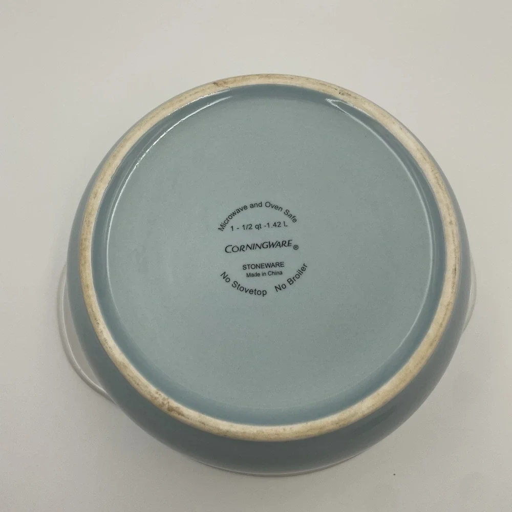 Corning Ware‎ Stoneware Light Blue 1.5 qt Casserole no Lid/ Mixing Bowl EUC